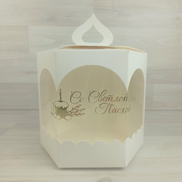 Коробка Кулич Большой, белый, тиснение 