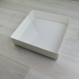 Коробка Пасифе 1 (200х200х50мм) белая с ламинацией прозрачная крышка