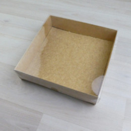 Коробка Пасифе 2 (200х200х90мм) крафт с ламинацией крышка прозрачная