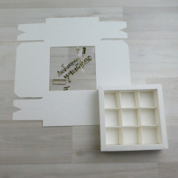 Коробка Гималия 9 конфет, белый, тиснение 