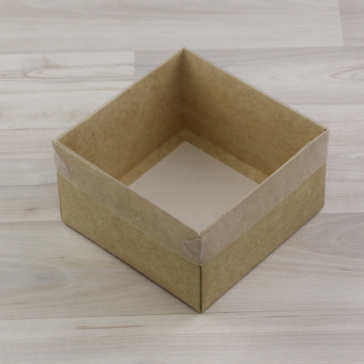 Коробка Атлас крафт с прозрачной крышкой