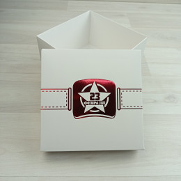 Коробка Атлас белая с тиснением 