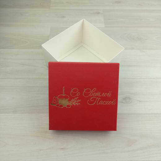 Коробка Атлас красный тиснение 