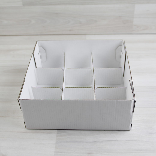 Коробка Бестла 4 с разделителями двухсторонний белый МГК (200х200х80мм)