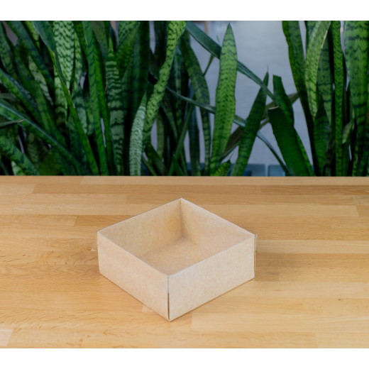 Коробка Пасифе 2 (200х200х90мм) крафт с ламинацией крышка прозрачная