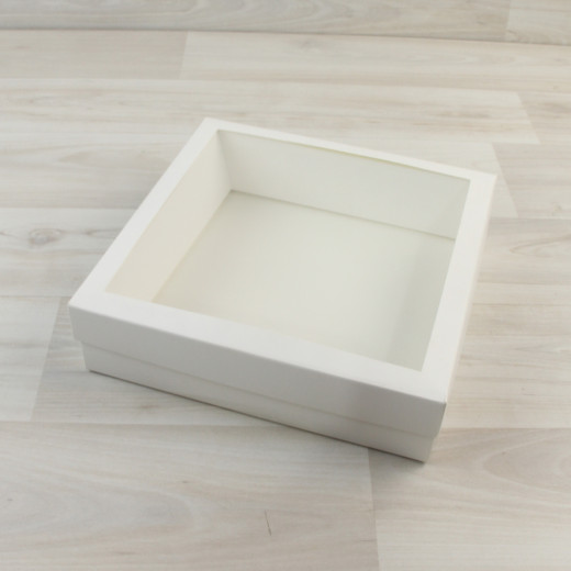 Коробка Тионе 3 (180х180х50мм) белый крышка белый с прозрачным окном