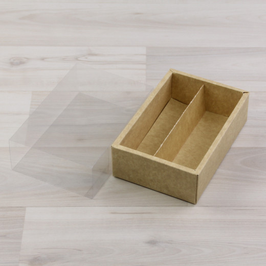 Коробка Эрида 2 (140х90х45мм) крафт с прозрачным шубером