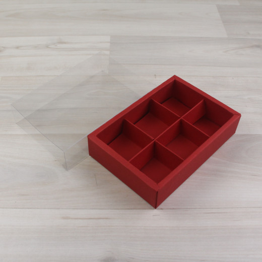 Коробка Карме 6 красный с прозрачным шубером