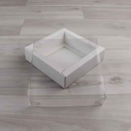 Коробка 1 фигурка (115х115х30мм) белый с прозрачной крышкой
