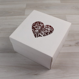 Коробка Атлас белый с тиснением 