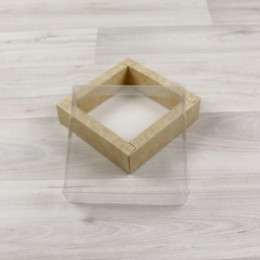 Коробка 1 фигурка (115х115х30мм) крафт с прозрачной крышкой