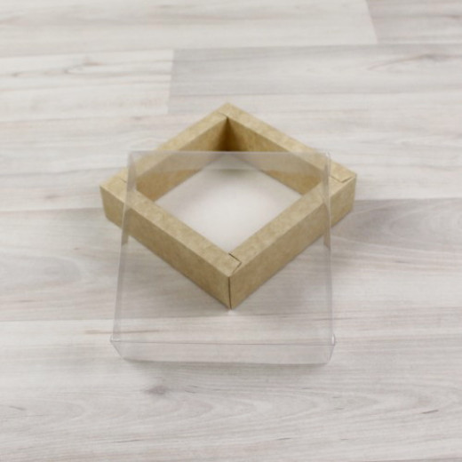 Коробка 1 фигурка (115х115х30мм) крафт с прозрачной крышкой