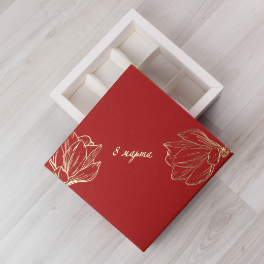 Коробка Паллена 9 красный с тиснением 