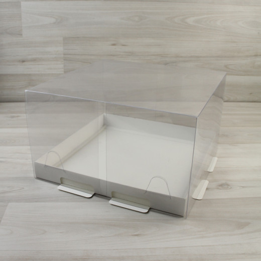 Коробка Торт белый с прозрачной крышкой